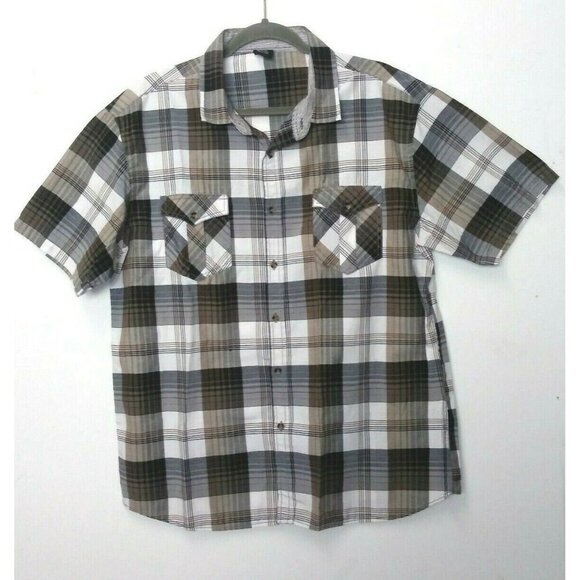 Mens Western shirt Size XL VESE Plaid Short sleeve flap pockets checks poly-cot - Picture 1 of 7